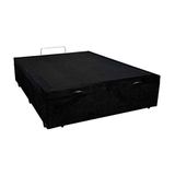 Base Box Baú Casal Santo Box Suede Preto 47x138x188