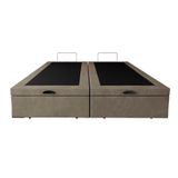 Base Box Bau Casal Bipartido Santo Box Suede Bege 47x138x188