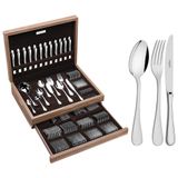 Faqueiro Tramontina Classic Em Aço Inox Com Faca De Mesa Forjada E Estojo De Madeira 130 Pç 66928223