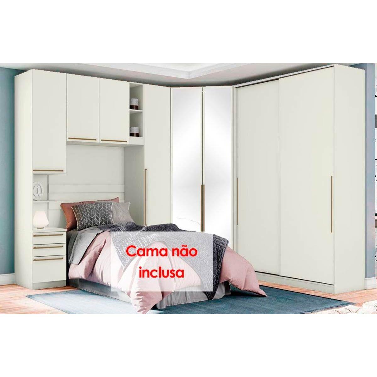 Quarto Henn Seletto 5 Pecas 1 Armario Ponte 1 Closet 2 Guarda Roupas 1 Componente Qmh03 Areia