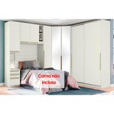 Quarto Modulado Solteiro Seletto 5 Pecas 1 Armario Ponte 1 Closet 2 Guarda Roupas 1 Componente Qmh03 Areia Henn