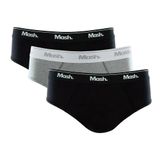 Kit 3 Peças Cueca Mash Slip Cotton Algodão Elástico Preto 02 Xxgg