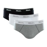 Kit 3 Peças Cueca Mash Slip Cotton Algodão Elástico Cinza Mescla Claro Xxgg