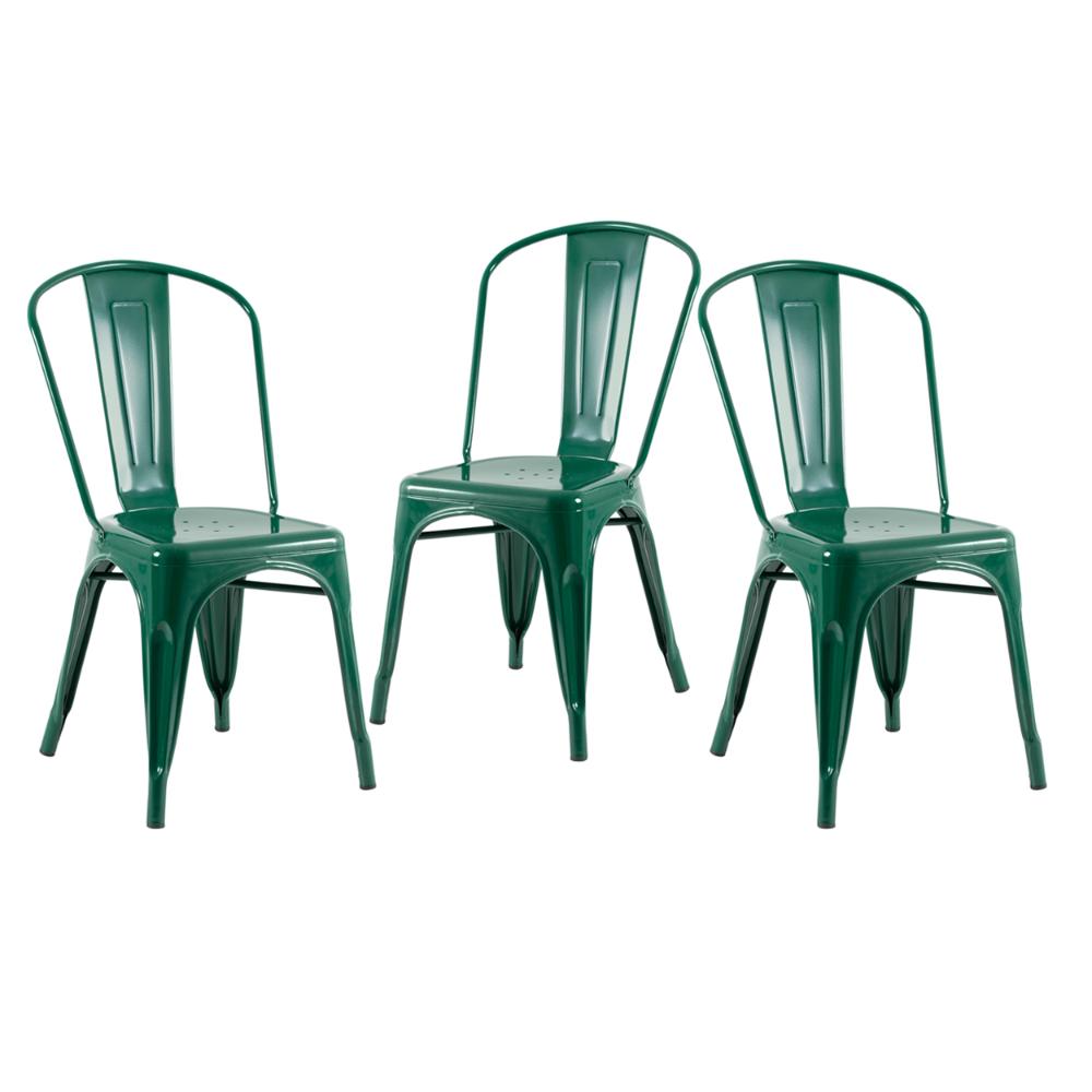 Kit - 3 X Cadeiras Iron Tolix - Verde Escuro