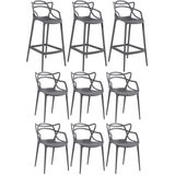 Kit - 6 X Cadeiras + 3 X Banquetas Altas Masters Allegra - Cinza Escuro