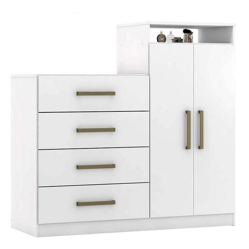 Cômoda Áurea 2 Portas E 4 Gavetas Branco - Demóbile