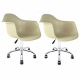 Conjunto Com 2 Cadeiras Eames Office Com Braço Office Fendi Empório Tiffany Base Em Aço Cromado