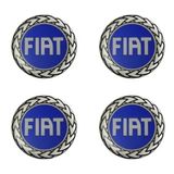 Kit 4 Emblema Resinado Fiat Azul 48mm
