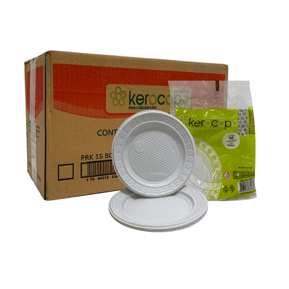 Prato Raso 15cm Branco Para Sobremesa Kerocopo Com 500 Unidades Kerocoppo