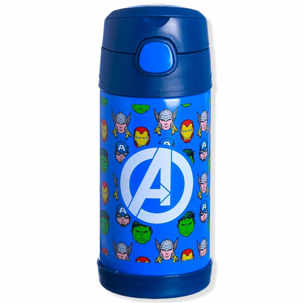 Garrafa Com Canudo Termica 400ml Marvel Avengers Zonacriativa