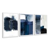 Quadro 60x120cm Abstrato Textura Margolanak Moldura Branca com Vidro