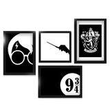 Kit Quadros Decorativos Com Moldura Para Sala Quarto Geek Nerd Harry Potter