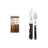 Jogo De Talheres Jumbo Para Churrasco Em Aço Inox Com Cabo Castanho Polywood 4pçs - Tramontina Tramontina