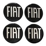 Kit Com 2 Emblema Resinado Fiat Black Novo 48mm