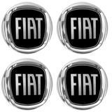 Kit Com 4 Emblema Resinado Fiat Punto Black 48mm