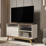 Rack Bancada Para Tv Até 42&quot; 01 Porta E 03 Nichos Fênix Wood Off White/freijó Giga Móveis