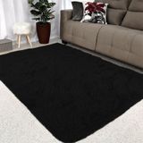 Tapete Para Sala E Quarto Felpudo Cronos Casen 200x140 Cm Preto