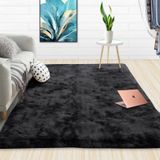 Tapete Para Sala E Quarto Felpudo Cronos Casen 100x140 Cm Preto