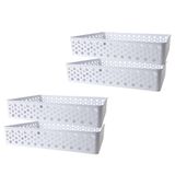 Kit 4 Cesto Organizador Multiuso Lavanderia Rattan G Branco