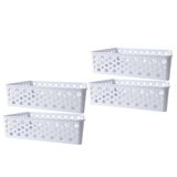 Kit 4 Cesto Organizador Multiuso Lavanderia Rattan M Branco