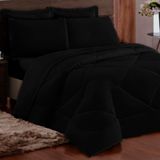 Cobre Leito Soft Avulso para Cama Casal Queen Dupla Face 2,40mx2,10m Preto Cotex