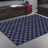 Tapete Sala Casablanca 1,35m x 1,00m Antiderrapante Estampado Azul Cotex