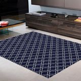 Tapete para Sala e Quarto Casablanca 1,35m x 1,00m Antiderrapante Estampado Azul Cotex