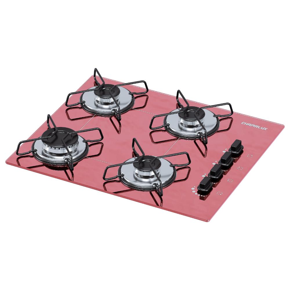 Cooktop 4 Bocas Chamalux Ultra Chama Em Arame - Rosa