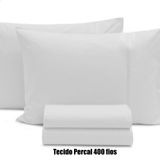 Jogo de Lençol Percal 3 pçs 400 Fios Ponto Palito Cama Solteiro Branco Cotex