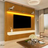 Home Para Tv Ripado Com Led Nobre 185 Naturale Off White - Gelius