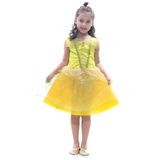 Fantasia Princesa Amarela Dourada Vestido Infantil Com Tiara P
