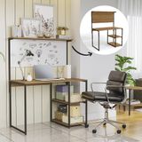 Mesa Escrivaninha Home Office 2 Prateleiras Com Painel Estilo Industrial Freijo