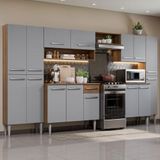 Armário De Cozinha Completa 325cm Cinza/rustic Emilly Joy Madesa 01