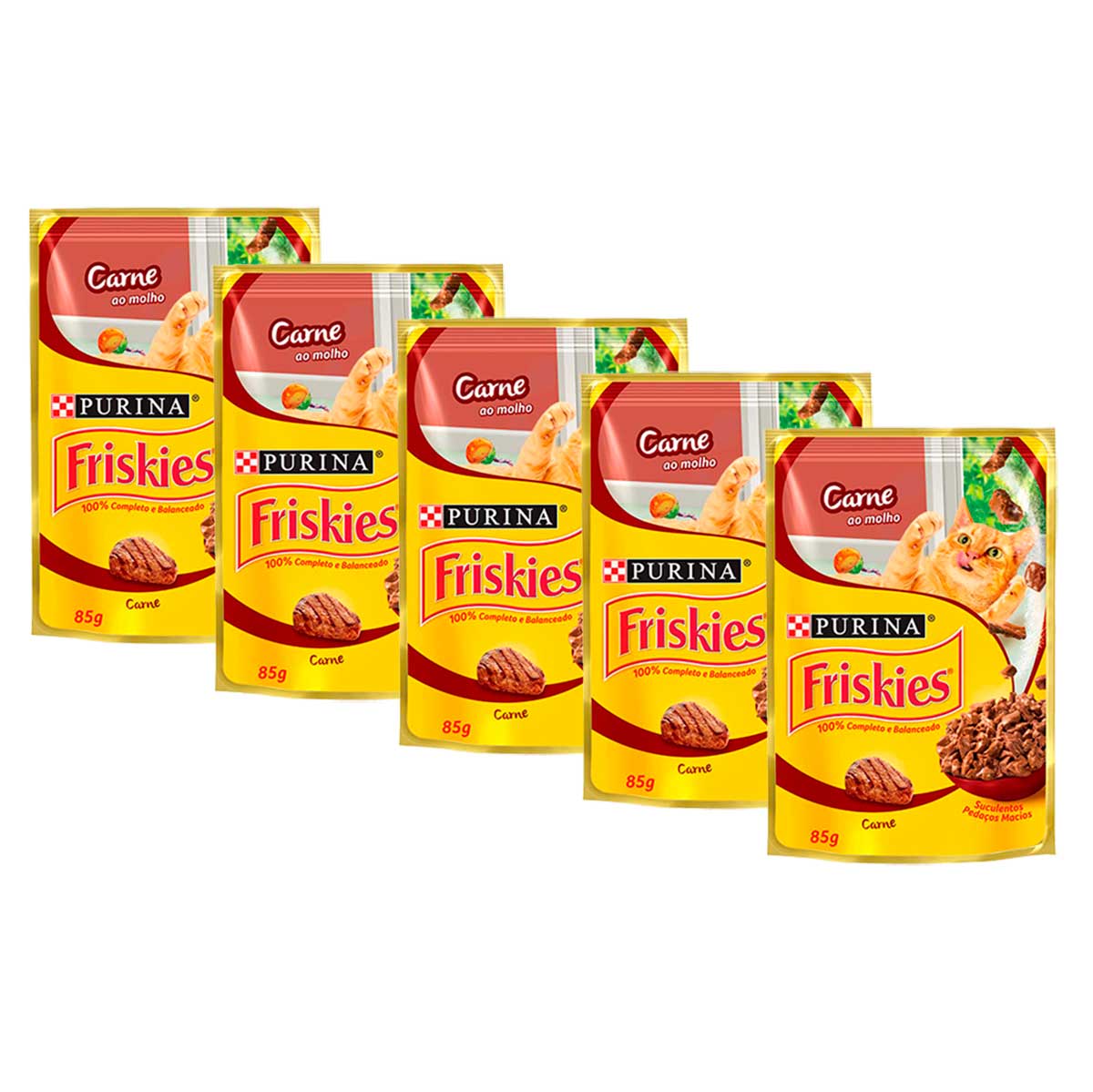 Kit 5 Sachês Carne Ao Molho Friskies 85g