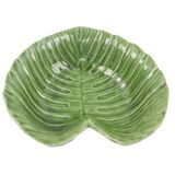 Travessa De Cerâmica Folha Verde 23Cm