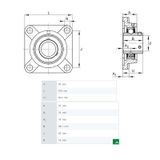 Kit 2 Mancal Quadrado F206 Com Rolamento 30Mm Com Eixo 25Cm