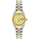 Relogio Feminino Orient Prata Dourado Fundo Dourado 21 Rubis