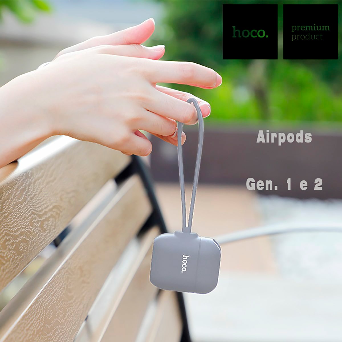 CAPA CASE PARA AIRPODS GEN 1 2 SILICONE COM ALÇA HOCO WB12