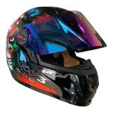 Capacete Moto Fw3 Caveira Viseira Cristal Fumê E Camaleão 56