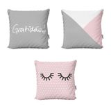 Almofadas Decorativas Rosa E Cinza Gratidão Quarto 40X40