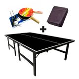 Mesa De Ping Pong Cor Preta Mdp 15mm 1010 Klopf + Kit Suporte, Rede, Bolinhas 5030 + Capa Para Mesa Aberta/montada 7001