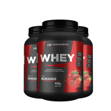 3x Whey Protein De Morango 900g Hf Suplements