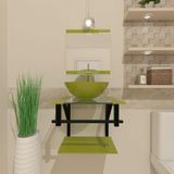 Gabinete De Vidro 40cm Ap Com Cuba Redonda - Verde Oliva