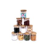 Potes de Vidro para Mantimentos 200ml com Tampa de Bambu - 10 peças
