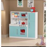 Mini Cozinha Infantil Fogão Geladeira Menta Princesinha Mdf