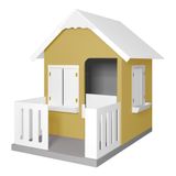 Casinha De Brinquedo Com Cercado E Cobertura Mdf Amarelo/branco - Criança Feliz