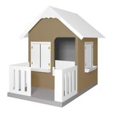 Casinha De Brinquedo Com Cercado E Cobertura Mdf Bege/branco - Criança Feliz