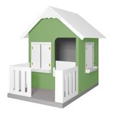 Casinha De Brinquedo Com Cercado E Cobertura Mdf Verde/branco - Criança Feliz