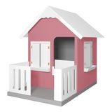 Casinha De Brinquedo Com Cercado E Cobertura Mdf Rosa/branco - Criança Feliz