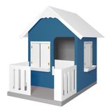 Casinha De Brinquedo Com Cercado E Cobertura Mdf Azul/branco - Criança Feliz